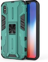 Supersonische pc + TPU schokbestendige beschermhoes met houder voor iPhone X & XS (groen)