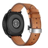 22 mm voor Huawei Watch GT2e / GT2 46 mm lederen vlinder gesp riem zilveren gesp (bruin)