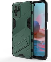 Voor Xiaomi Redmi Note 10 Punk Armor 2 in 1 PC + TPU schokbestendig hoesje met onzichtbare houder (groen)