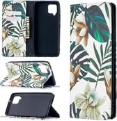 Voor Samsung Galaxy A42 5G Gekleurde Tekening Patroon Onzichtbare Magnetische Horizontale Flip PU Lederen Case met Houder & Kaartsleuven & Portemonnee (Rode Bladeren)