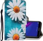 Voor Huawei Y5 2019 3D Gekleurde Tekening Horizontale Flip PU Lederen Case met Houder & Kaartsleuven & Portemonnee (chrysant)