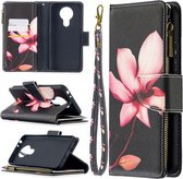 Voor Nokia 3.4 Gekleurde Tekening Patroon Rits Horizontale Flip Leren Case met Houder & Kaartsleuven & Portemonnee (Lotus)