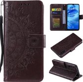 Voor Xiaomi Mi A3 / CC9e Totem Bloem Reliëf Horizontale Flip TPU + PU Leren Case met Houder & Kaartsleuven & Portemonnee (Bruin)