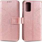Voor Xiaomi Mi 10T Pro Totem Bloem Reliëf Horizontale Flip TPU + PU Lederen Case met Houder & Kaartsleuven & Portemonnee (Rose Goud)