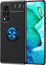 Voor Huawei Honor V40 5G metalen ringhouder 360 graden roterende TPU-hoes (zwart + blauw)