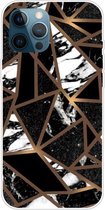 Marble Pattern Shockproof TPU beschermhoes voor iPhone 12 Pro Max (Rhombus Black)