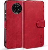 Voor Geschikt voor Xiaomi Redmi Note 9T 5G DG.MING Retro Oil Side Horizontale Flip Leather Case met houder & kaartsleuven & portemonnee (rood)
