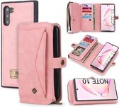 Voor Galaxy Note 10 POLA Multifunctionele TPU + PC Magnetische Horizontale Flip Leren Case met Houder & Kaartsleuven & Portemonnee & Fotolijst (Roze)