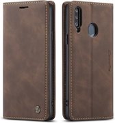 Voor Galaxy A20s CaseMe-013 Multifunctionele Horizontale Flip Leren Case met Kaartsleuf & Houder & Portemonnee (Koffie)