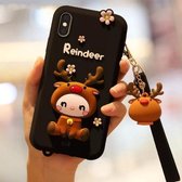 Lovely Reindeer Full Package Anti Falling Silicone Sleeve voor iPhone X (zwart)