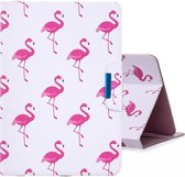 Voor 10 inch Tablet PC Universele Gekleurde Tekening Horizontale Flip PU Lederen Case met Houder & Kaartsleuven (Rode flamingo)