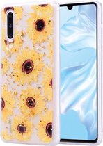 Cartoon patroon goudfolie stijl Dropping Glue TPU zachte beschermhoes voor Huawei P30 (zonnebloem)