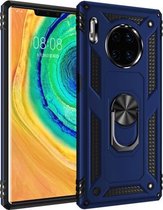 Voor Huawei Mate 30 Pro Armor schokbestendig TPU + pc beschermhoes met 360 graden rotatiehouder (blauw)