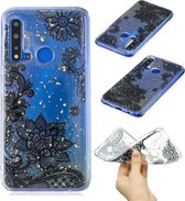 Voor Huawei Nova 5i Cartoon Patroon Goudfolie Stijl Dropping Lijm TPU Zachte Beschermhoes (Zwart Kant)