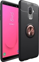 Schokbestendig TPU-hoesje voor Galaxy J4 +, met houder (zwart goud)
