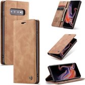 CaseMe-013 Multifunctionele Retro Frosted Horizontale Flip Leren Case voor Galaxy S10 Plus, met Kaartsleuf & Houder & Portemonnee (Bruin)