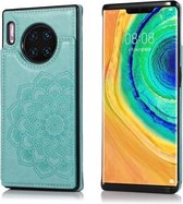 Voor Huawei Mate 30 Pro Mandala-patroon met dubbele gesp PU + TPU-beschermhoes met kaartsleuven en houder & fotolijst (groen)