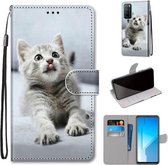 Voor Huawei Honor Play4 Gekleurde Tekening Cross Textuur Horizontale Flip PU Lederen Case met Houder & Kaartsleuven & Portemonnee & Lanyard (Kleine Grijze Kat)