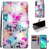 Voor Motorola Moto G8 Gekleurde Tekening Cross Textuur Horizontale Flip PU Lederen Case met Houder & Kaartsleuven & Portemonnee & Lanyard (Gradient Kleurrijke Bloem)