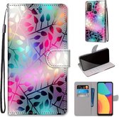 Voor Alcatel 1S (2021) Gekleurde Tekening Cross Textuur Horizontale Flip PU Lederen Case met Houder & Kaartsleuven & Portemonnee & Lanyard (Doorschijnend Glas)