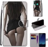 Voor Huawei P40 Lite E / Y7p Gekleurde Tekening Cross Textuur Horizontale Flip PU Lederen Case met Houder & Kaartsleuven & Portemonnee & Lanyard (Upskirt)