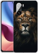 Voor Xiaomi Redmi K40 Pro Max schokbestendig geverfd transparant TPU beschermhoes (gele leeuw)