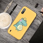 Voor Galaxy A01 Cartoon dier patroon schokbestendig TPU beschermhoes (gele krokodil vogel)