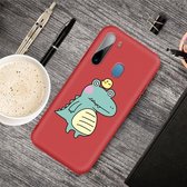 Voor Galaxy A11 Cartoon Animal Pattern Shockproof TPU beschermhoes (Red Crocodile Bird)