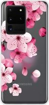Voor Samsung Galaxy S20 Ultra gekleurd tekening patroon zeer transparant TPU beschermhoes (kersenbloesems)