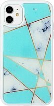 Voor iPhone 11 Marble Series Stars Powder Dropping Epoxy TPU beschermhoes (groen wit geruit)