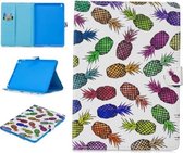 Voor iPad 5 gestikte horizontale flip lederen tas met houder en kaartsleuven en slaap- / wekfunctie (gekleurde ananas)