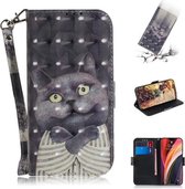 Voor iPhone 12 Pro Max 3D Gekleurde Tekening Horizontale Leren Flip Case met Houder & Kaartsleuven & Portemonnee & Lanyard (Hug Cat)