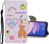 Voor Vivo S1 Pro Gekleurd tekeningpatroon Horizontaal leren flip-hoesje met houder & kaartsleuven & portemonnee (smiley beer)