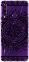 Voor Huawei Y6p (2020) Gekleurd tekeningpatroon Zeer transparant TPU beschermhoes (Mandala)