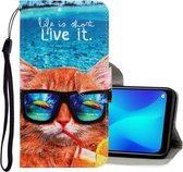 Voor OPPO Realme 6 3D Gekleurde Tekening Horizontale Flip PU Lederen Case met Houder & Kaartsleuven & Portemonnee (Onderwater Kat)