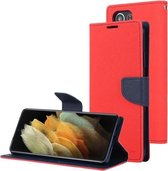 Voor Samsung Galaxy S21 Ultra 5G GOOSPERY FANCY DAGBOEK Horizontale Flip PU lederen tas met houder & kaartsleuven & portemonnee (rood)
