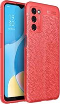 Voor OPPO A55 5G Litchi Texture TPU schokbestendig hoesje (rood)