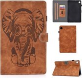 Voor Huawei MatePad T8 8.0 (2020) reliëf olifant patroon horizontale flip PU lederen tas met houder & kaartsleuven (bruin)
