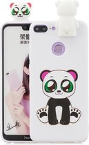 Voor Huawei Honor 9 Lite Cartoon schokbestendig TPU beschermhoes met houder (Panda)