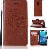 Windgong Uil Embossing Patroon Horizontale Flip Leren Case met Houder & Kaartsleuven & Portemonnee Voor Nokia 8.1 / X7 (Bruin)