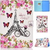 Voor Huawei MediaPad T5 Gekleurde Tekening Stiksels Horizontale Flip Leren Case, met Houder & Kaartsleuven (Bloementoren)