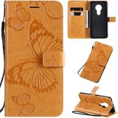 Voor Nokia 7.2 Pressed Printing Butterfly Pattern Horizontale Flip PU lederen tas met houder & kaartsleuven & portemonnee & lanyard (geel)