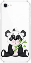 Voor iPhone SE (2020) schokbestendig geverfd transparant TPU beschermhoes (bamboe panda)