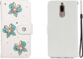 Voor Galaxy Note 10 Lite Horizontale Flip Effen Kleur Strass Leren Case met Kaartsleuf & Portemonnee & Houder (Drie Vlinders)