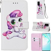 Voor Galaxy A91 Gekleurde Tekening Patroon Plain Weave Horizontale Flip Leren Case met Houder & Kaartsleuf & Portemonnee & Lanyard (Speelse Pony)