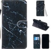Leren beschermhoes voor iPhone XS Max (zwart marmer)