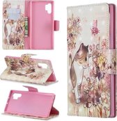3D-gekleurde tekening patroon horizontale flip lederen tas met houder & kaartsleuven & portemonnee voor Galaxy Note10 + (kat)