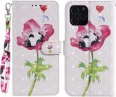 Voor iPhone 12/12 Pro 3D-schilderijpatroon Gekleurde tekening Horizontale flip PU-lederen hoes met houder & kaartsleuven en portemonnee (bloempanda)