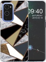 Voor OnePlus 9 Pro schokbestendig TPU beschermhoes met marmerpatroon (Rhombus goudgeel)