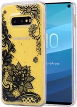 Voor Galaxy S10e Cartoon Patroon Goudfolie Stijl Dropping Glue TPU Zachte Beschermhoes (Zwart Kant)